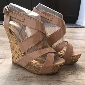 Nude Glitter Wedges